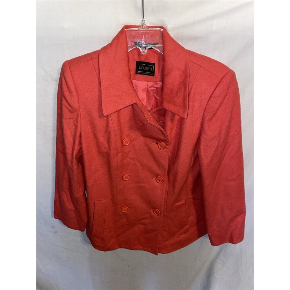 Louben Women’s Lambswool Coat Size Medium Pink Going Out Party Warmth